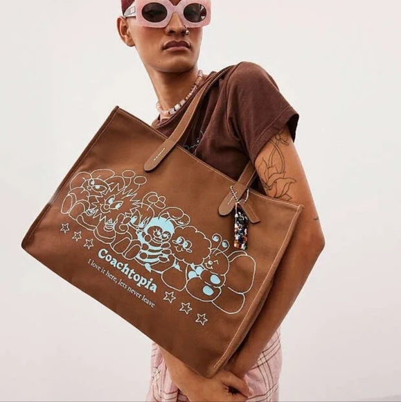 Coachtopia tote purse bag in brown recycled canvas - Picture 8 of 11